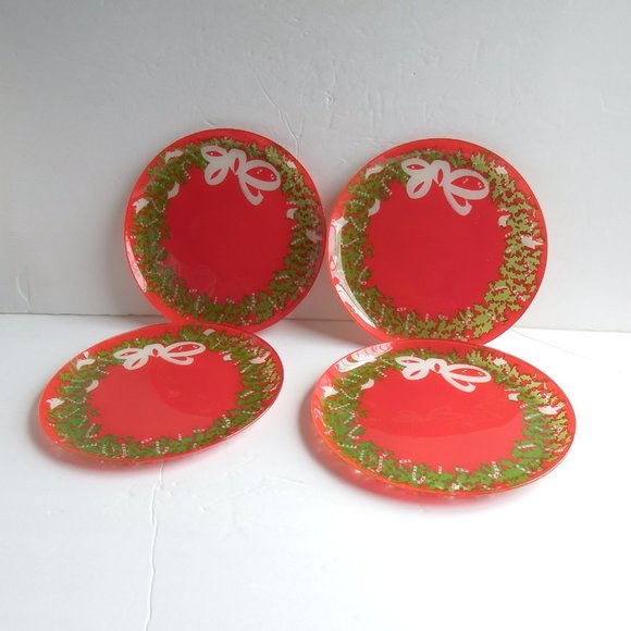 Set of 4 Holiday Wreath Dessert/Salad/Cookie Plates - Picture 3 of 5